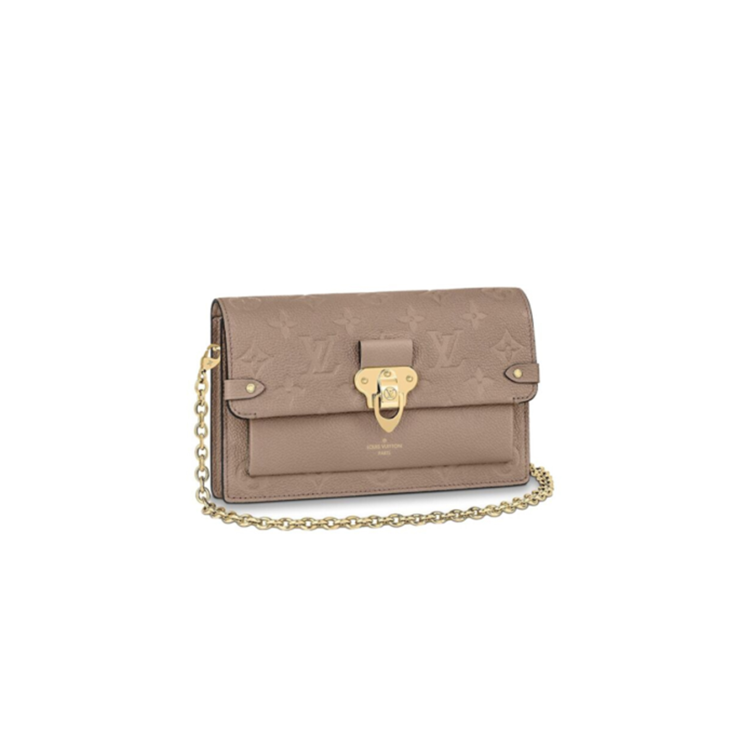 LOUIS VUITTON MASTER PLATINE MONOGRAM EMPREINTE VAVIN CHAIN WALLET SILVER HARDWARE M69423 (19*12*4cm)